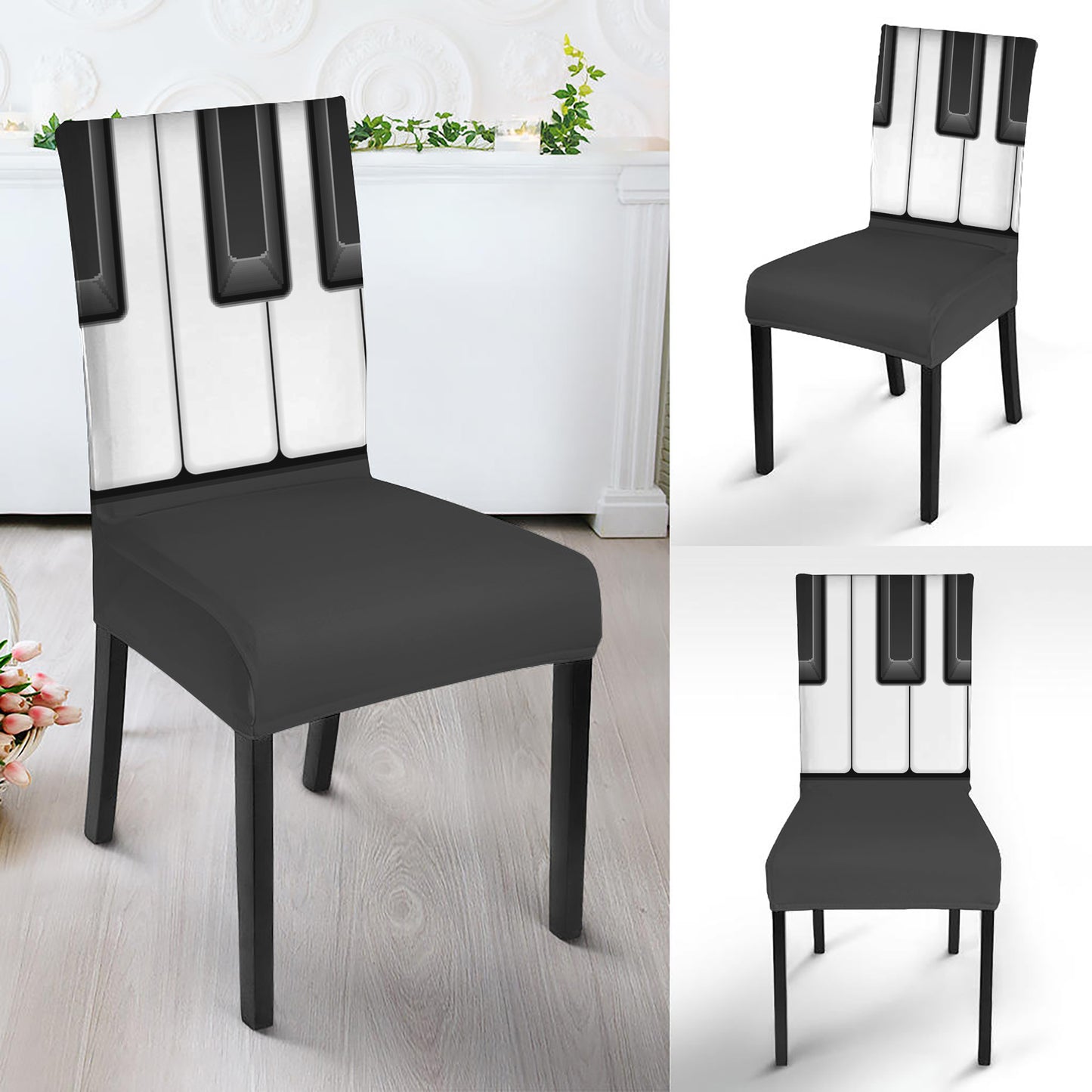 Piano Keyboard Print Dining Chair Slipcover