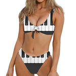 Piano Keyboard Print Front Bow Tie Bikini