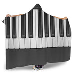 Piano Keyboard Print Hooded Blanket