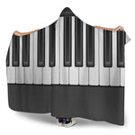 Piano Keyboard Print Hooded Blanket