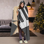 Piano Keyboard Print Hooded Blanket