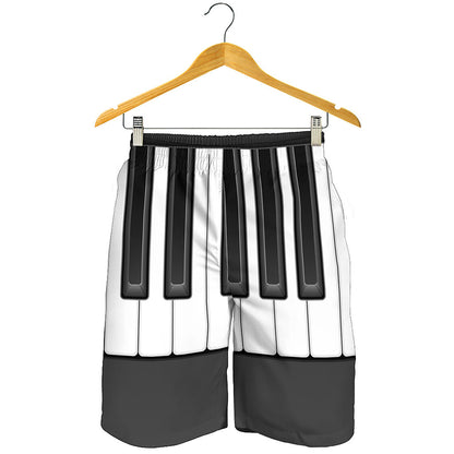 Piano Keyboard Print Men's Shorts