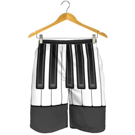 Piano Keyboard Print Men's Shorts