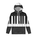 Piano Keyboard Print Pullover Hoodie