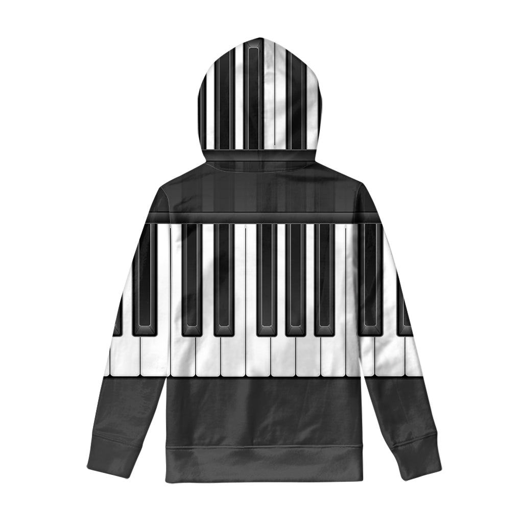 Piano Keyboard Print Pullover Hoodie