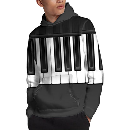 Piano Keyboard Print Pullover Hoodie