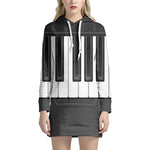 Piano Keyboard Print Pullover Hoodie Dress