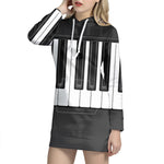 Piano Keyboard Print Pullover Hoodie Dress