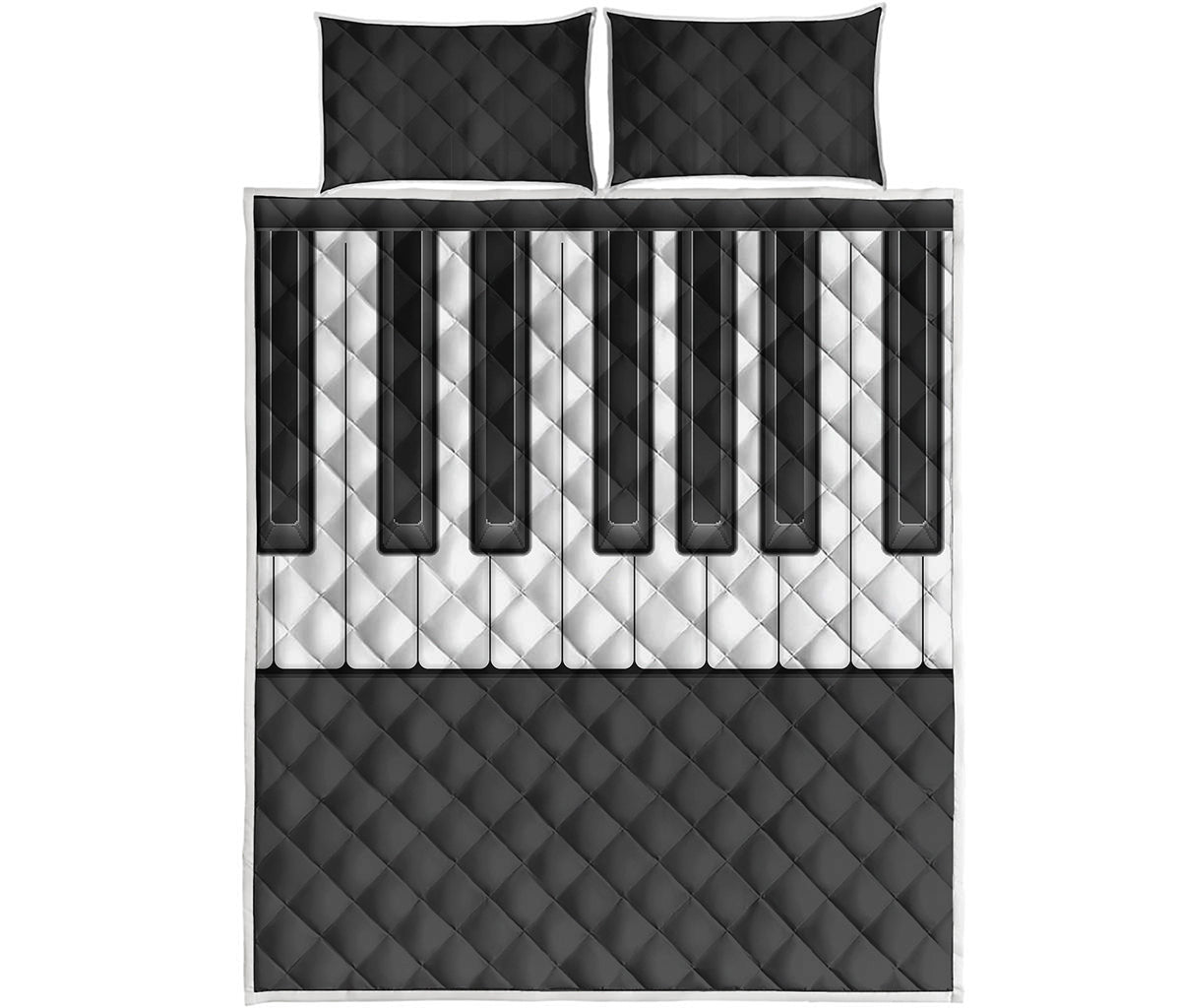 Piano Keyboard Print Quilt Bed Set