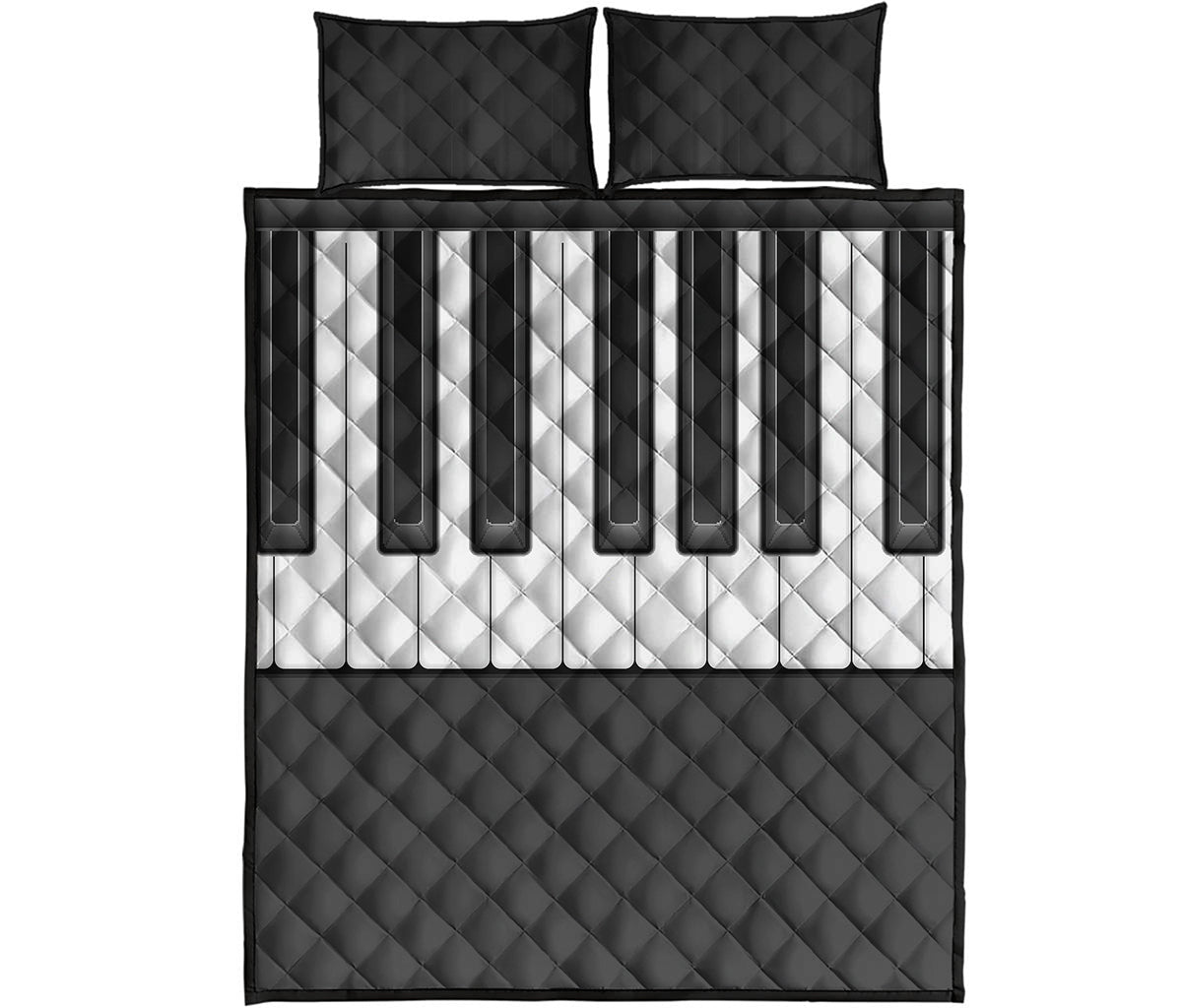 Piano Keyboard Print Quilt Bed Set