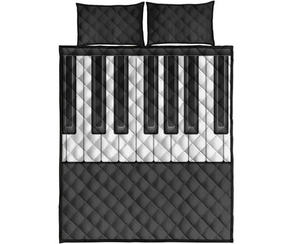 Piano Keyboard Print Quilt Bed Set