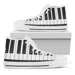 Piano Keyboard Print White High Top Shoes