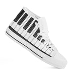 Piano Keyboard Print White High Top Shoes