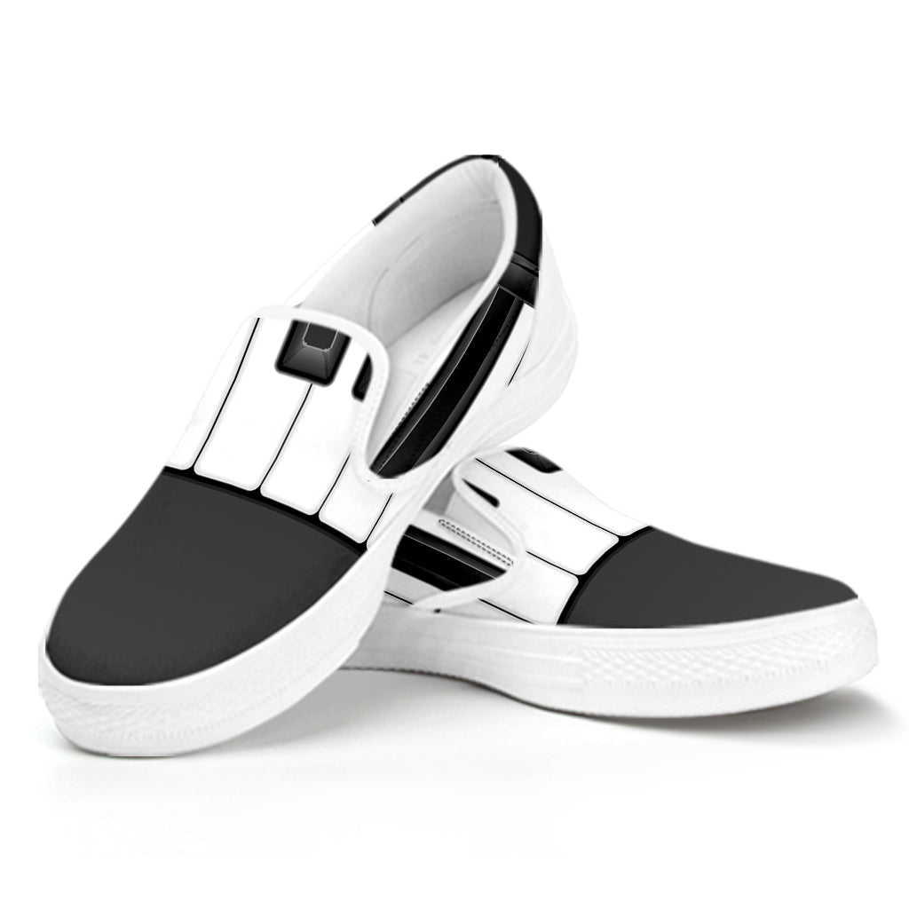 Piano Keyboard Print White Slip On Shoes