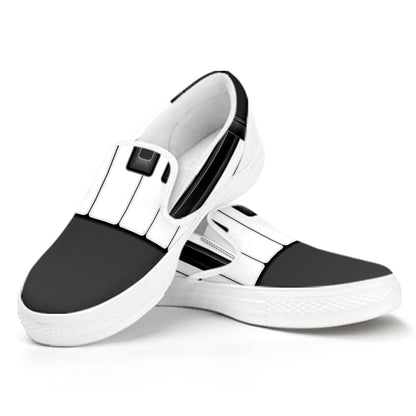 Piano Keyboard Print White Slip On Shoes