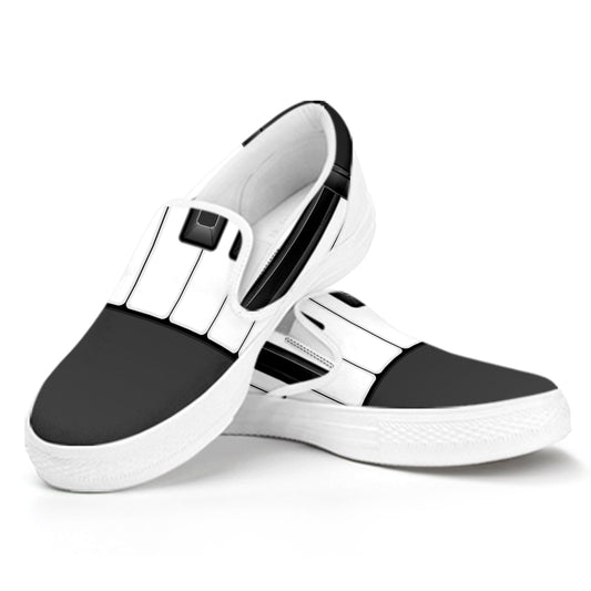 Piano Keyboard Print White Slip On Shoes