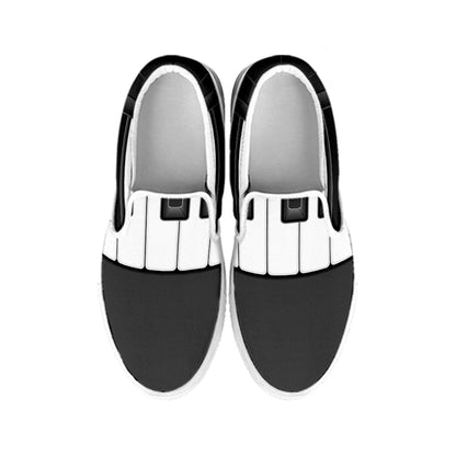 Piano Keyboard Print White Slip On Shoes
