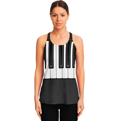Piano Keyboard Print Women's Racerback Tank Top
