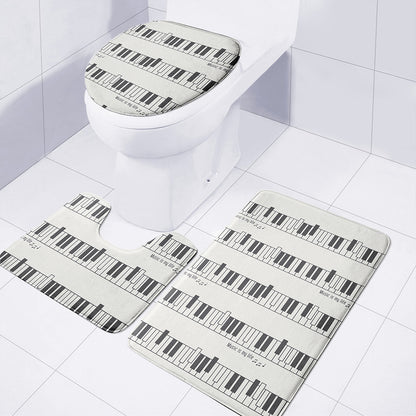 Piano Pattern Print 3 Piece Bath Mat Set