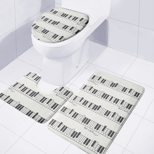 Piano Pattern Print 3 Piece Bath Mat Set