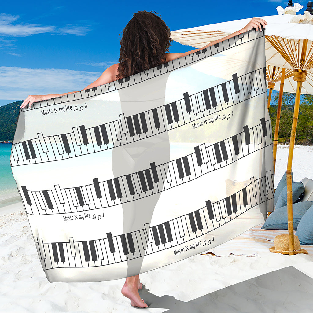 Piano Pattern Print Beach Sarong Wrap