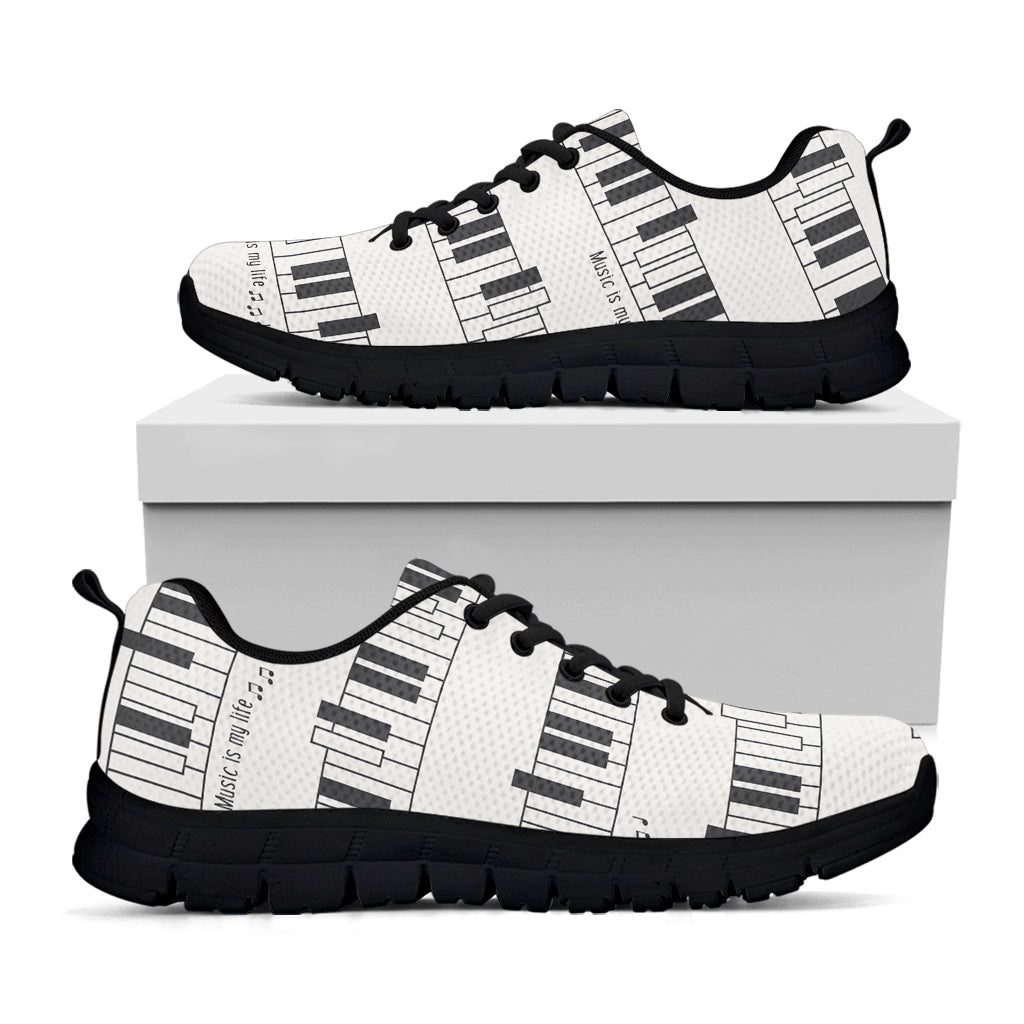 Piano Pattern Print Black Sneakers