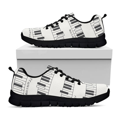 Piano Pattern Print Black Sneakers