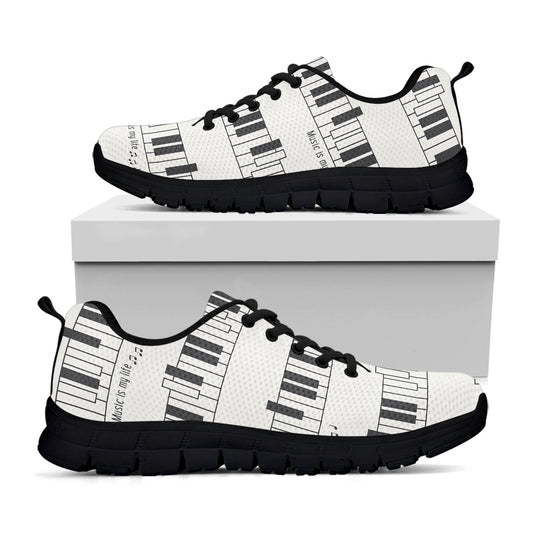 Piano Pattern Print Black Sneakers