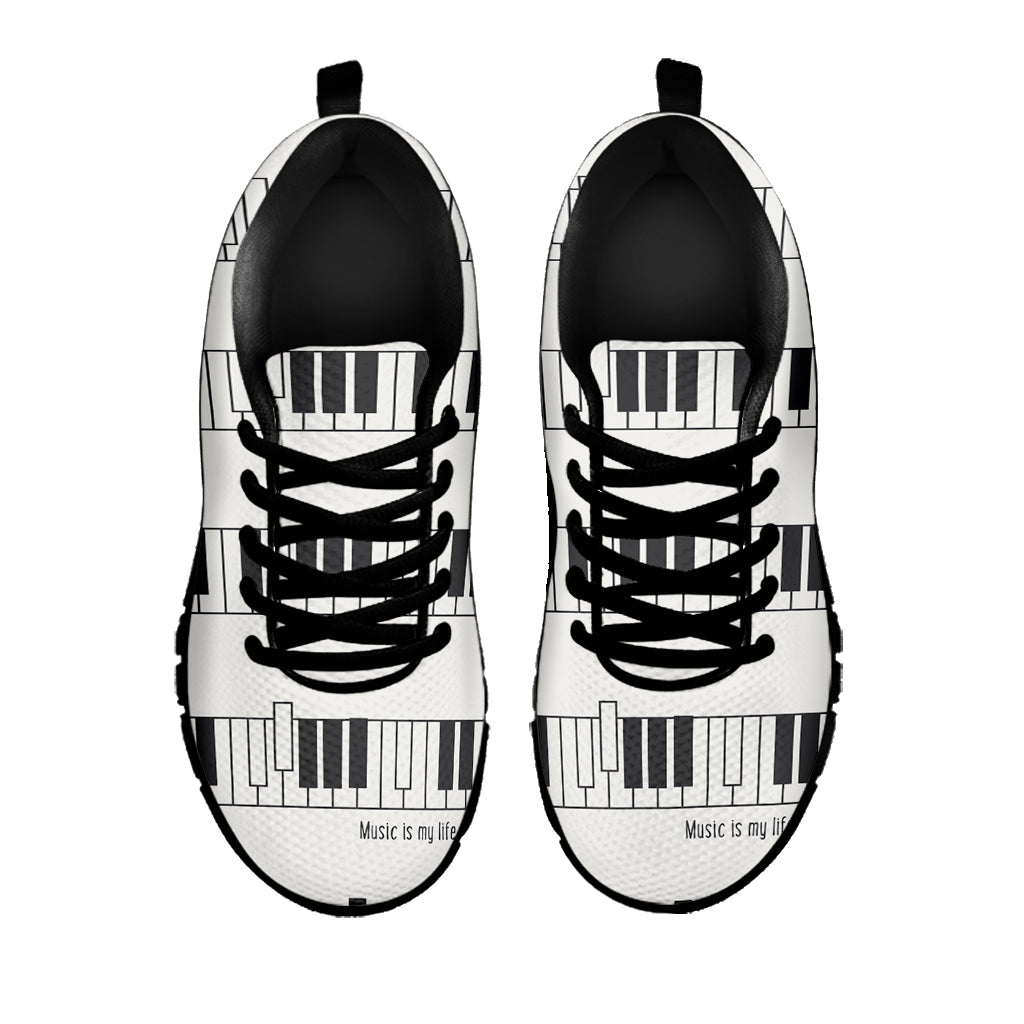 Piano Pattern Print Black Sneakers