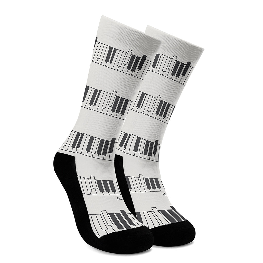 Piano Pattern Print Crew Socks