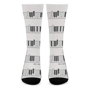 Piano Pattern Print Crew Socks