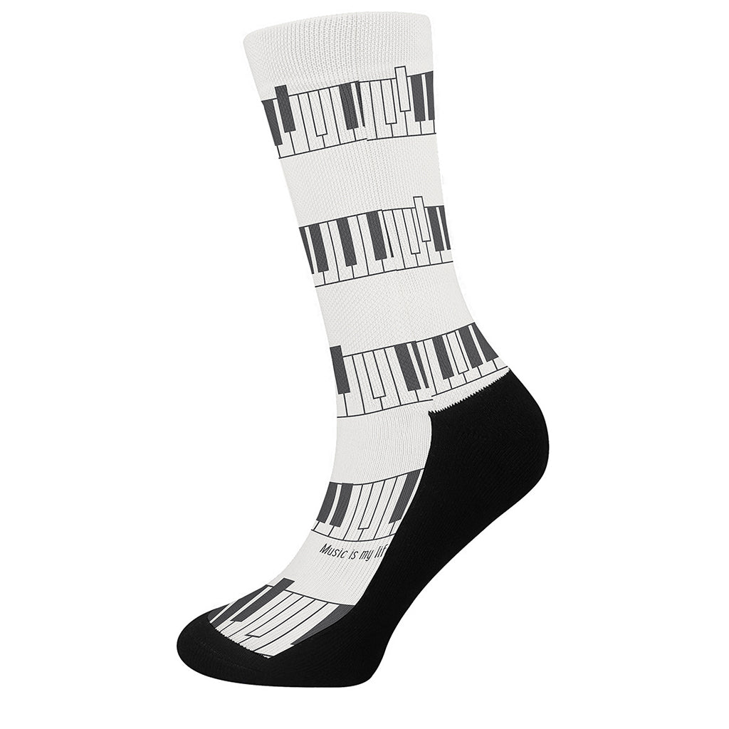 Piano Pattern Print Crew Socks