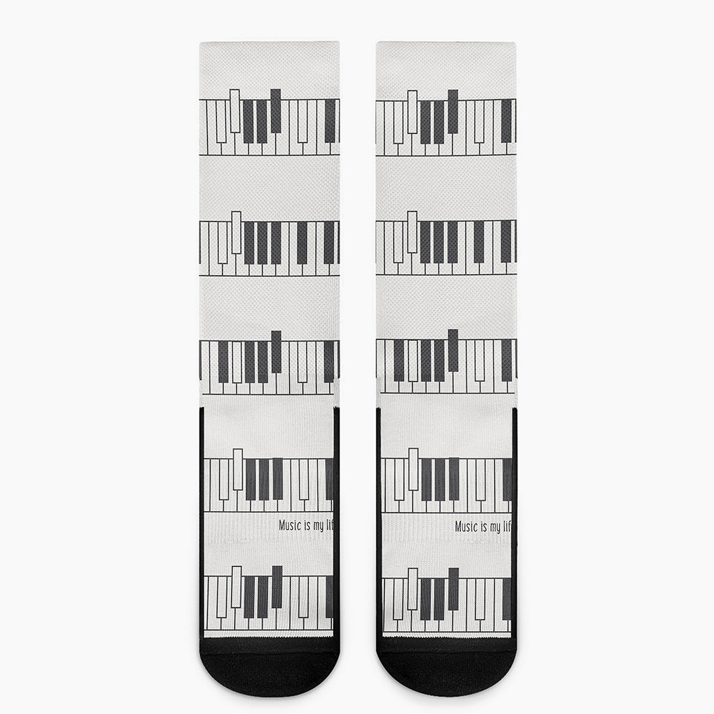 Piano Pattern Print Crew Socks