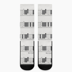 Piano Pattern Print Crew Socks