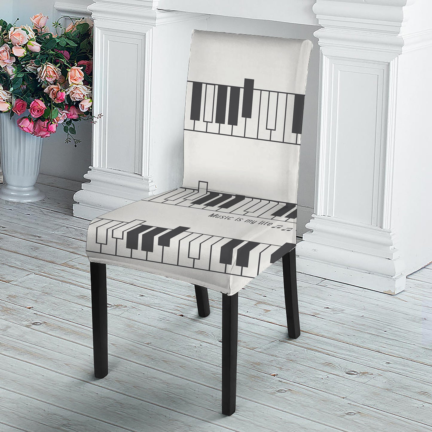 Piano Pattern Print Dining Chair Slipcover