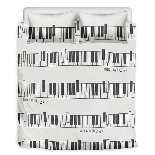 Piano Pattern Print Duvet Cover Bedding Set