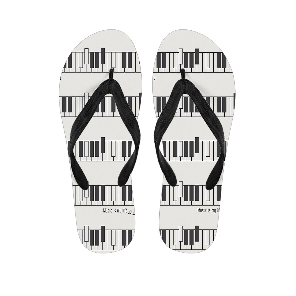 Piano Pattern Print Flip Flops