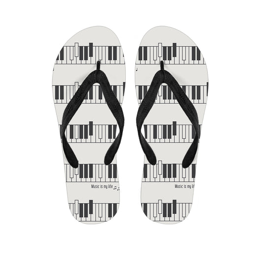 Piano Pattern Print Flip Flops