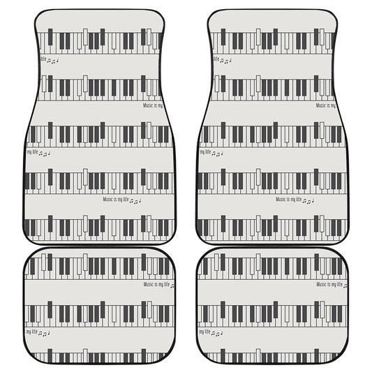 Piano Pattern Print Front and Back Car Floor Mats