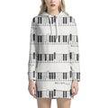 Piano Pattern Print Pullover Hoodie Dress