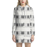 Piano Pattern Print Hoodie Dress