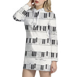 Piano Pattern Print Hoodie Dress