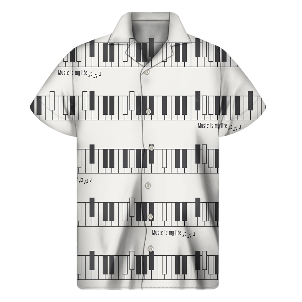 Piano Pattern Print Men's Short Sleeve Shirt
