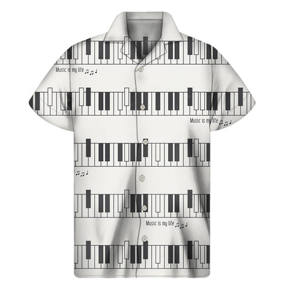 Piano Pattern Print Men's Short Sleeve Shirt