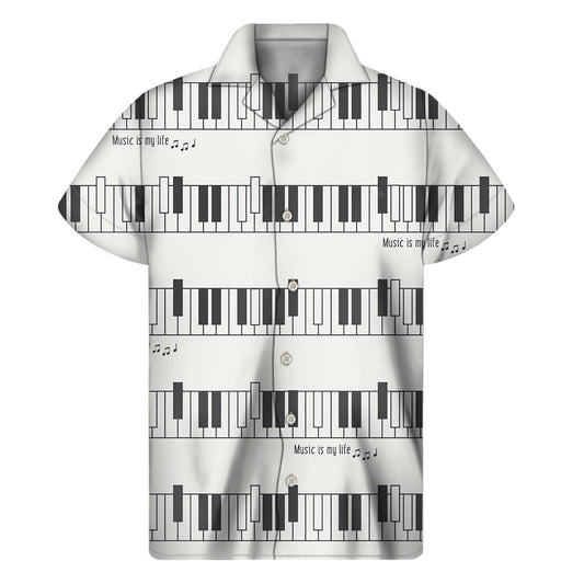 Piano Pattern Print Men's Short Sleeve Shirt