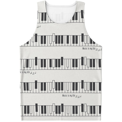 Piano Pattern Print Men's Tank Top