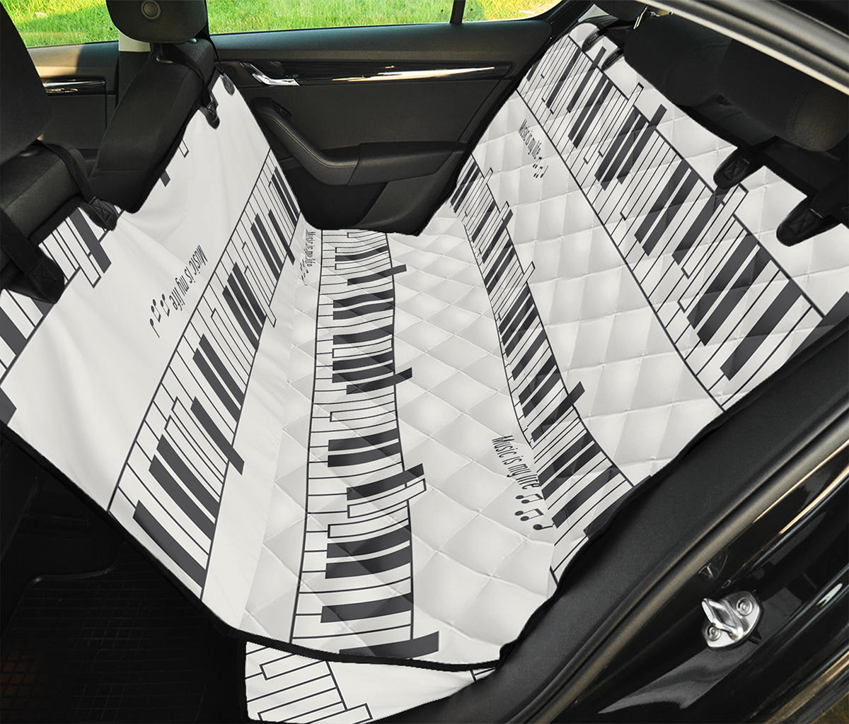 Piano Pattern Print Pet Car Back Seat Cover