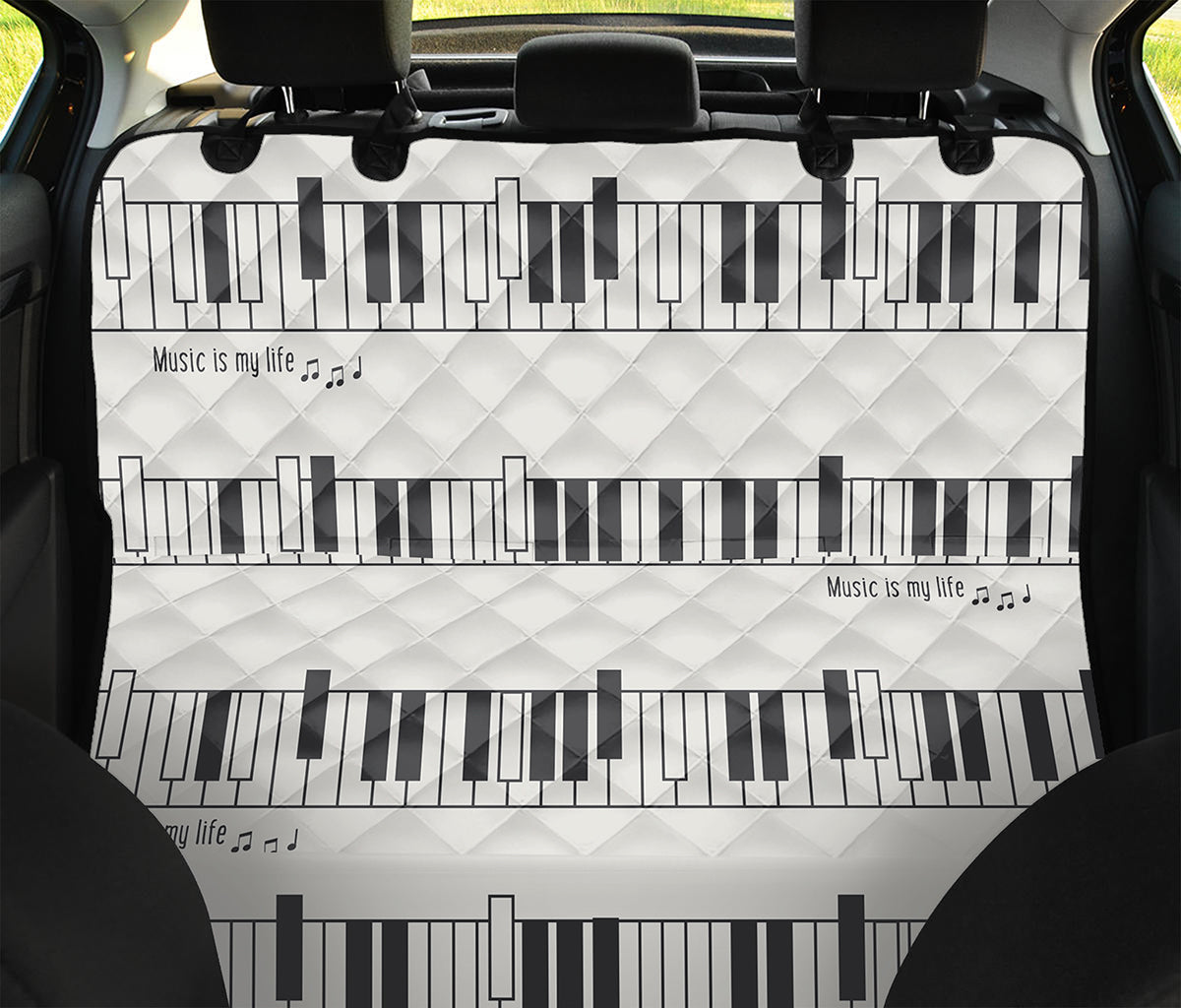 Piano Pattern Print Pet Car Back Seat Cover