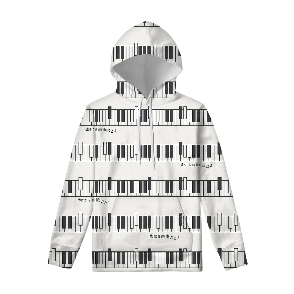 Piano Pattern Print Pullover Hoodie