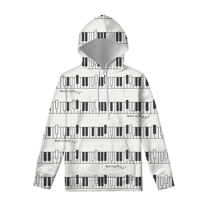 Piano Pattern Print Pullover Hoodie